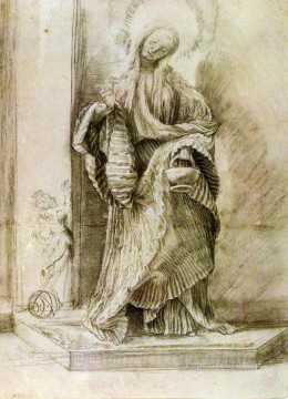 マティアス・グリューネヴァルト Painting - 花籠を持つ聖ドロシー ルネサンス マティアス・グリューネヴァルト